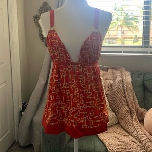 Red and gold satin backless mini summer dress